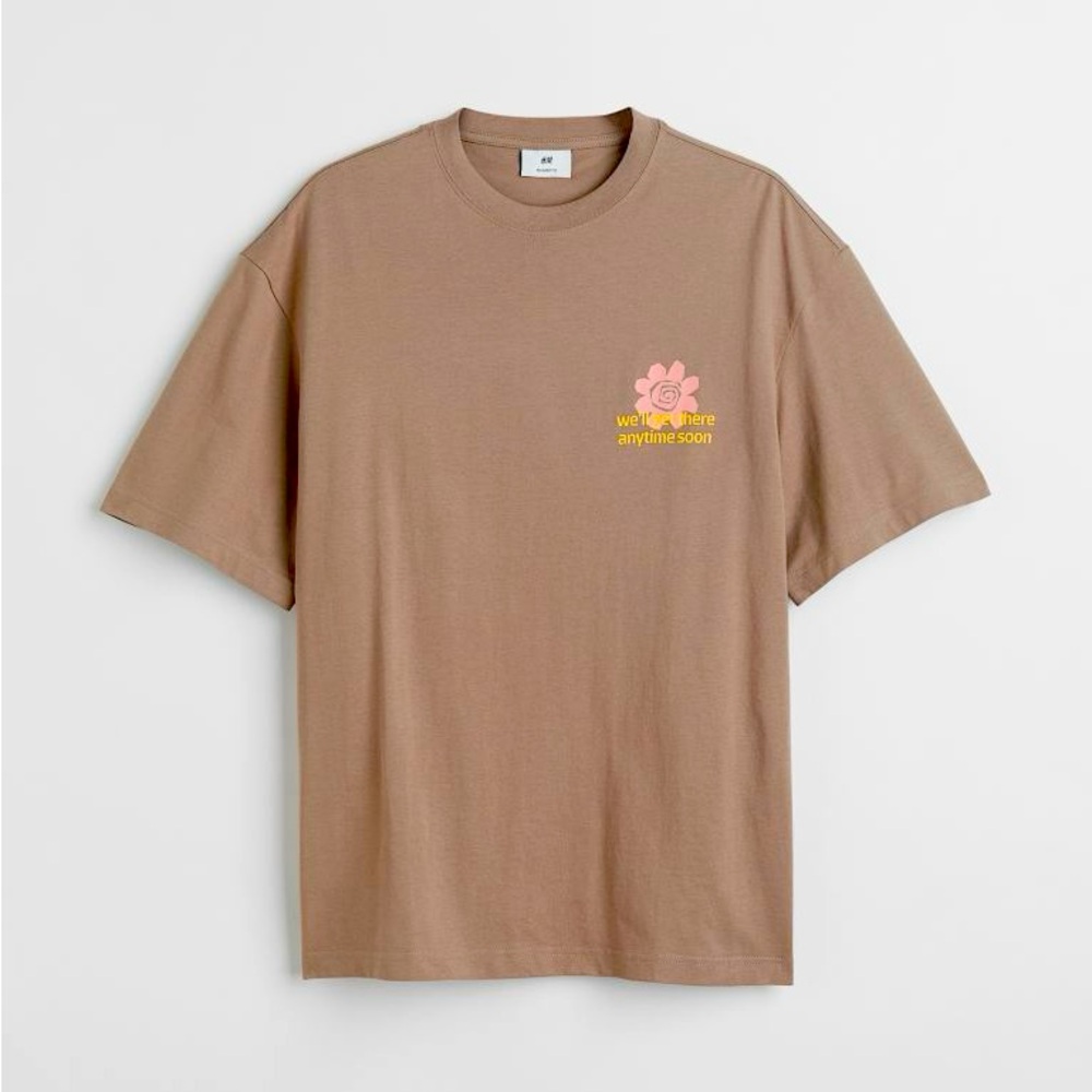 Loose Fit Printed T shirt - Well get there anytime soon (small flower)